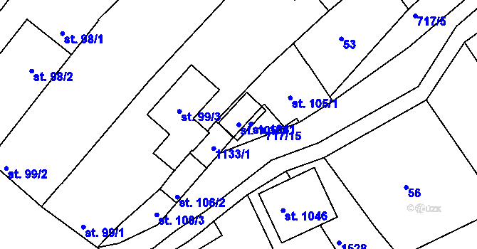 Parcela st. 105/3 v KÚ Kvačice, Katastrální mapa