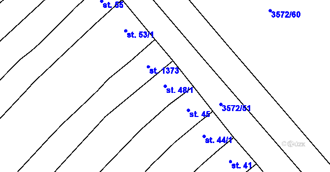 Parcela st. 48/1 v KÚ Ostrožské Předměstí, Katastrální mapa