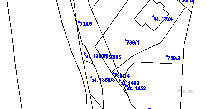 Parcela st. 738/13 v KÚ Ostrožské Předměstí, Katastrální mapa