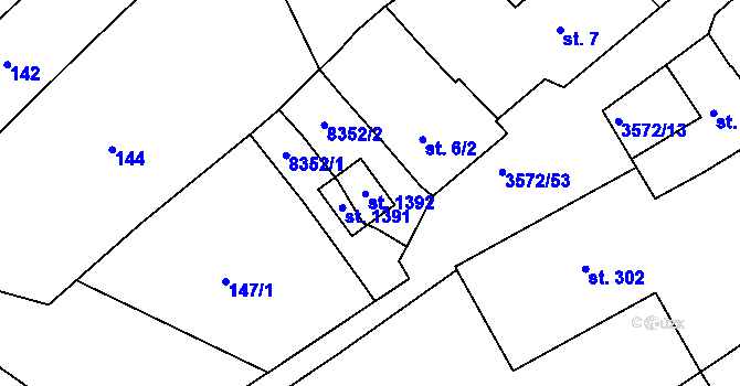 Parcela st. 6/3 v KÚ Ostrožské Předměstí, Katastrální mapa