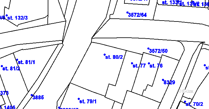Parcela st. 80/2 v KÚ Ostrožské Předměstí, Katastrální mapa
