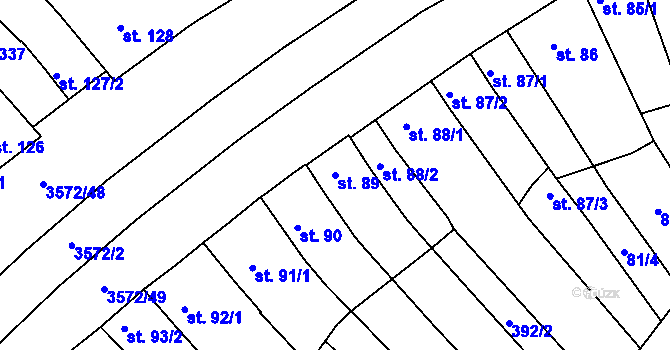 Parcela st. 89 v KÚ Ostrožské Předměstí, Katastrální mapa