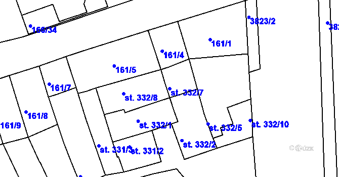 Parcela st. 332/7 v KÚ Ostrožské Předměstí, Katastrální mapa