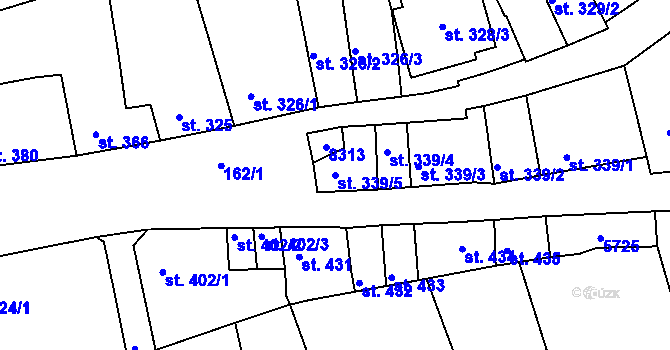 Parcela st. 339/5 v KÚ Ostrožské Předměstí, Katastrální mapa
