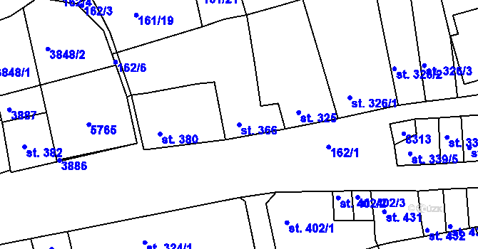Parcela st. 366 v KÚ Ostrožské Předměstí, Katastrální mapa