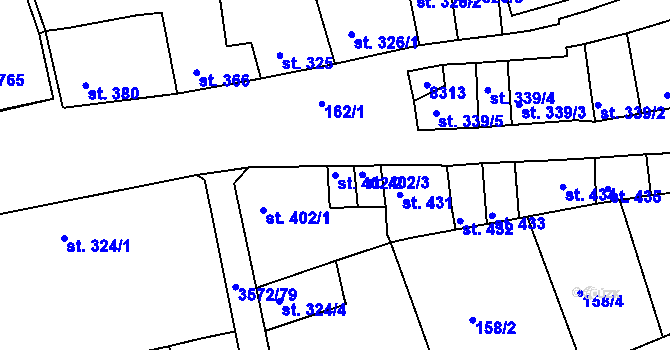 Parcela st. 402/2 v KÚ Ostrožské Předměstí, Katastrální mapa