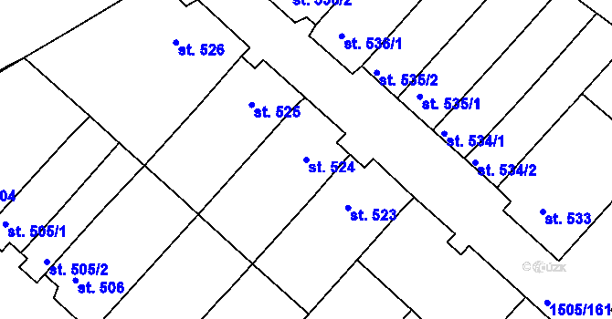 Parcela st. 524 v KÚ Ostrožské Předměstí, Katastrální mapa