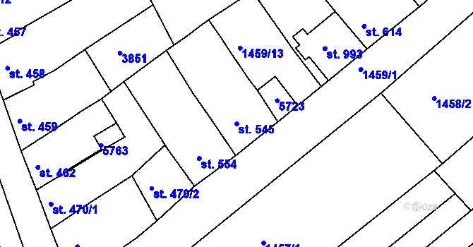 Parcela st. 545 v KÚ Ostrožské Předměstí, Katastrální mapa