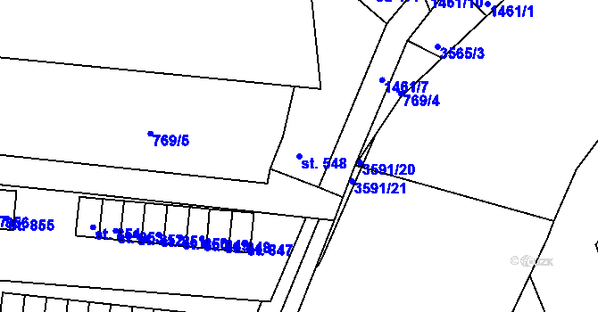 Parcela st. 548 v KÚ Ostrožské Předměstí, Katastrální mapa