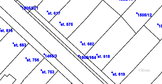 Parcela st. 682 v KÚ Ostrožské Předměstí, Katastrální mapa