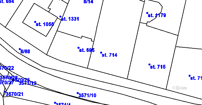 Parcela st. 714 v KÚ Ostrožské Předměstí, Katastrální mapa