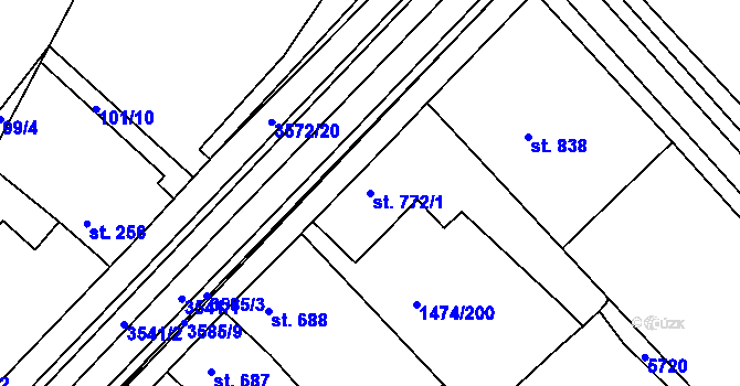 Parcela st. 772/1 v KÚ Ostrožské Předměstí, Katastrální mapa