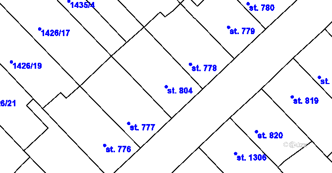 Parcela st. 804 v KÚ Ostrožské Předměstí, Katastrální mapa