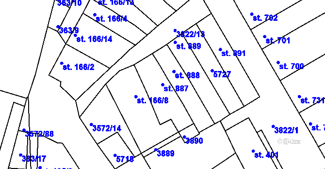 Parcela st. 887 v KÚ Ostrožské Předměstí, Katastrální mapa