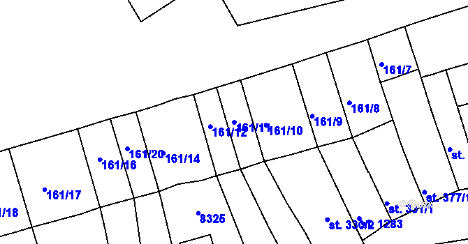 Parcela st. 161/11 v KÚ Ostrožské Předměstí, Katastrální mapa
