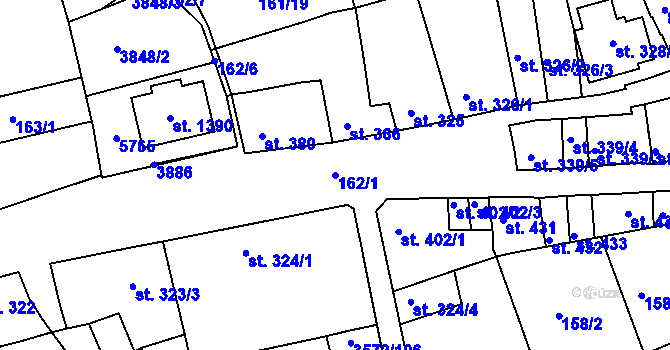 Parcela st. 162/1 v KÚ Ostrožské Předměstí, Katastrální mapa