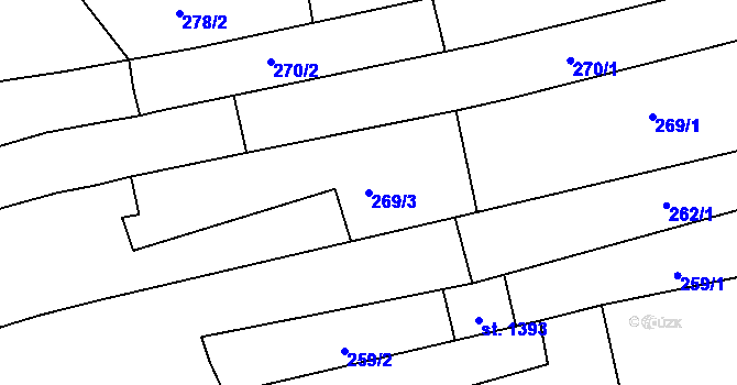 Parcela st. 269/3 v KÚ Ostrožské Předměstí, Katastrální mapa