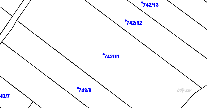 Parcela st. 742/11 v KÚ Ostrožské Předměstí, Katastrální mapa