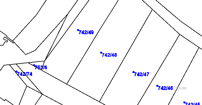 Parcela st. 742/48 v KÚ Ostrožské Předměstí, Katastrální mapa