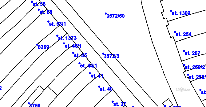 Parcela st. 3572/3 v KÚ Ostrožské Předměstí, Katastrální mapa