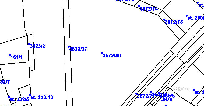 Parcela st. 3572/46 v KÚ Ostrožské Předměstí, Katastrální mapa