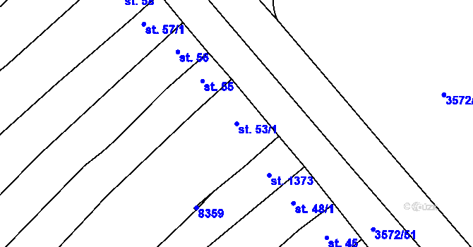 Parcela st. 53/1 v KÚ Ostrožské Předměstí, Katastrální mapa