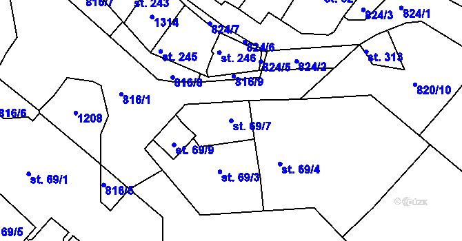 Parcela st. 69/7 v KÚ Uherský Ostroh, Katastrální mapa