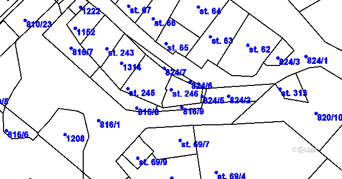 Parcela st. 246 v KÚ Uherský Ostroh, Katastrální mapa