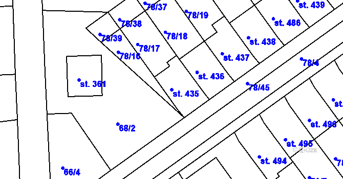 Parcela st. 435 v KÚ Uherský Ostroh, Katastrální mapa