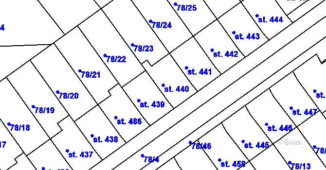 Parcela st. 440 v KÚ Uherský Ostroh, Katastrální mapa