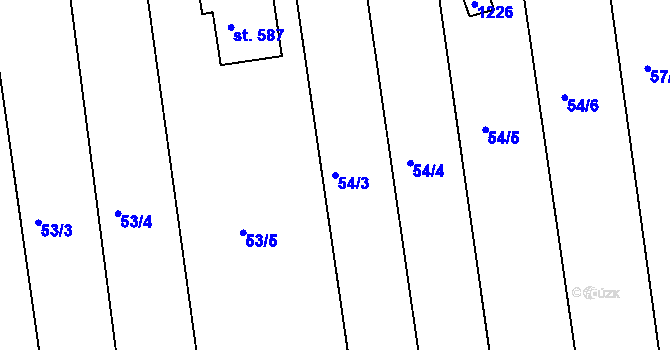 Parcela st. 54/3 v KÚ Uherský Ostroh, Katastrální mapa