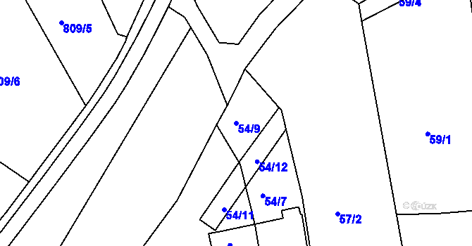 Parcela st. 54/9 v KÚ Uherský Ostroh, Katastrální mapa