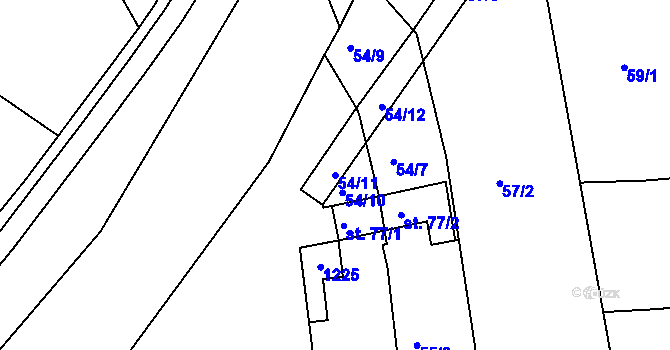 Parcela st. 54/11 v KÚ Uherský Ostroh, Katastrální mapa