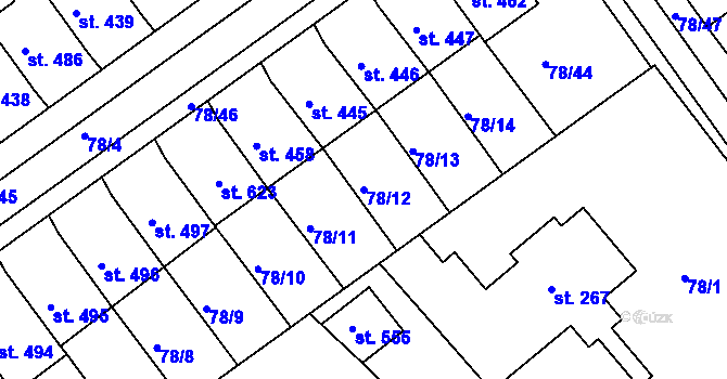 Parcela st. 78/12 v KÚ Uherský Ostroh, Katastrální mapa