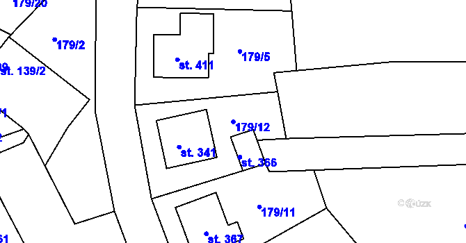 Parcela st. 179/12 v KÚ Uherský Ostroh, Katastrální mapa