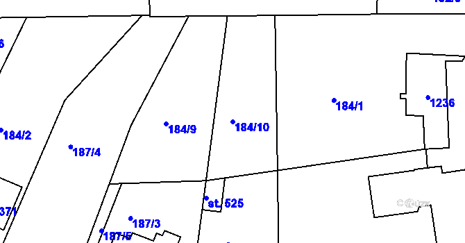 Parcela st. 184/10 v KÚ Uherský Ostroh, Katastrální mapa