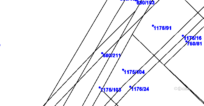 Parcela st. 680/211 v KÚ Uherský Ostroh, Katastrální mapa