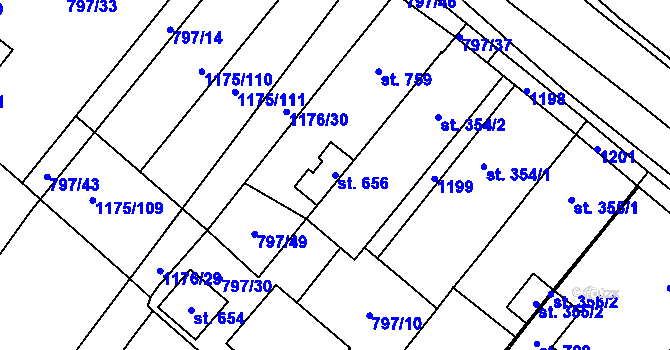 Parcela st. 656 v KÚ Uherský Ostroh, Katastrální mapa