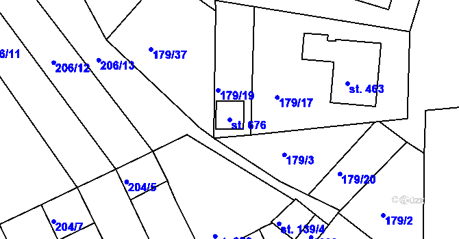 Parcela st. 676 v KÚ Uherský Ostroh, Katastrální mapa