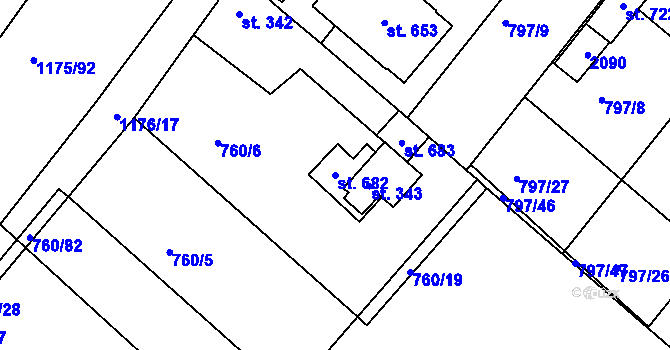 Parcela st. 682 v KÚ Uherský Ostroh, Katastrální mapa