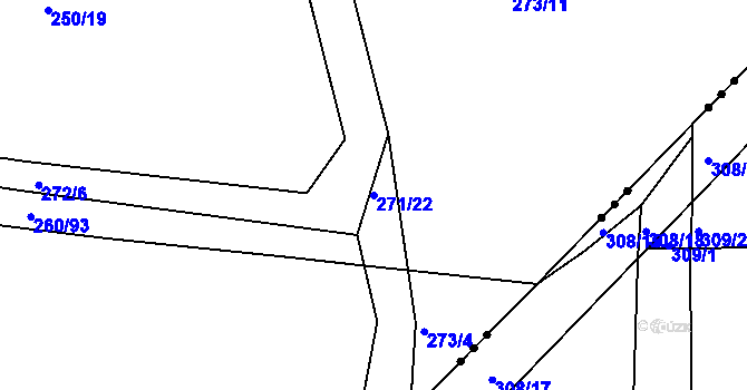 Parcela st. 271/22 v KÚ Uhlířov, Katastrální mapa