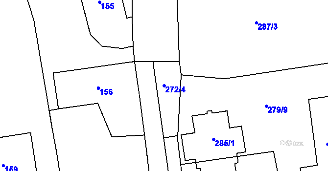 Parcela st. 272/4 v KÚ Uhlířov, Katastrální mapa