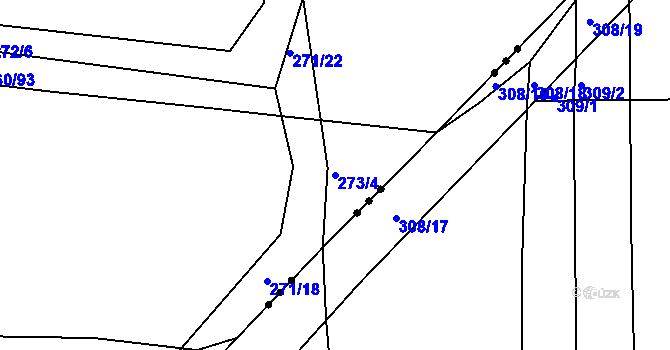 Parcela st. 273/4 v KÚ Uhlířov, Katastrální mapa
