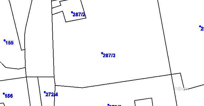 Parcela st. 287/3 v KÚ Uhlířov, Katastrální mapa