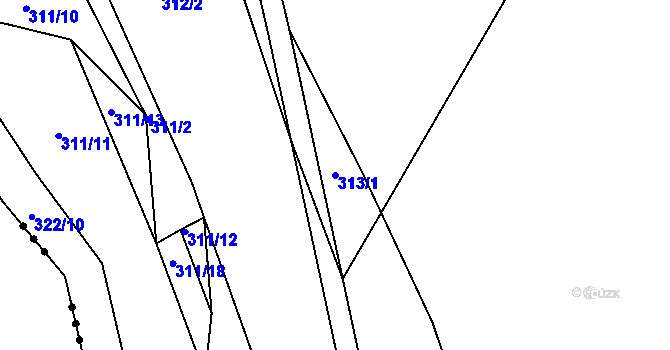 Parcela st. 313/1 v KÚ Uhlířov, Katastrální mapa