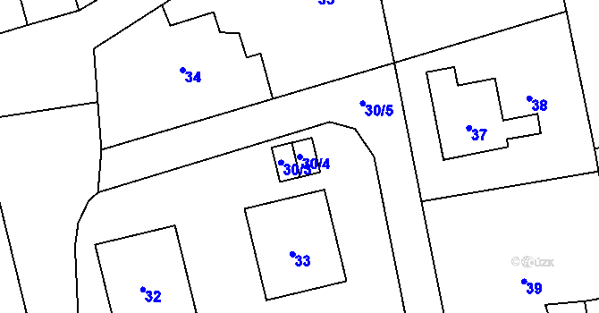 Parcela st. 30/4 v KÚ Uhlířov, Katastrální mapa