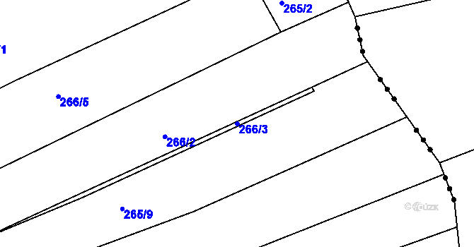 Parcela st. 266/3 v KÚ Uhlířov, Katastrální mapa
