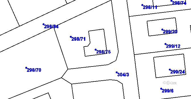 Parcela st. 298/75 v KÚ Uhlířov, Katastrální mapa