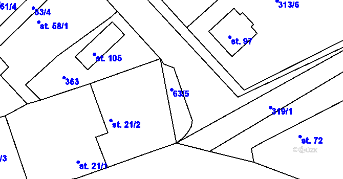 Parcela st. 63/5 v KÚ Rasochy, Katastrální mapa