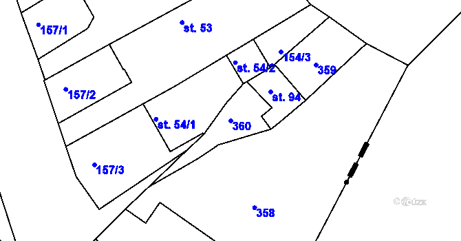 Parcela st. 360 v KÚ Rasochy, Katastrální mapa